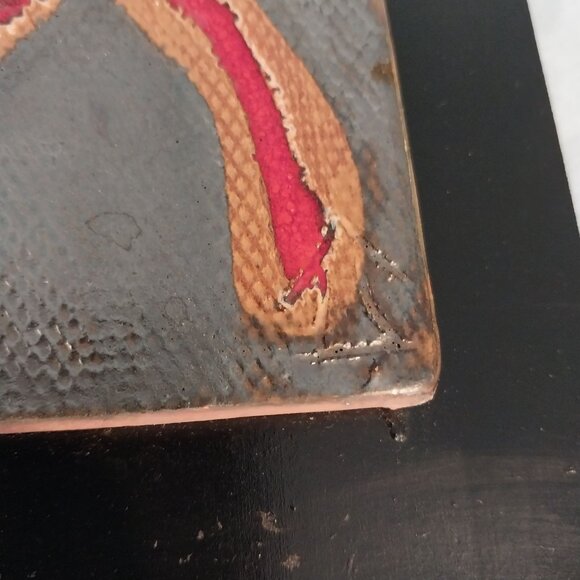 Abstract Pottery Wall Hanging Dancing Red Clay Marked - Picture 3 of 6